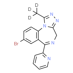 ChemSpider 2D Image | 8-Bromo-1-(~2~H_3_)methyl-6-(2-pyridinyl)-4H-[1,2,4]triazolo[4,3-a][1,4]benzodiazepine | C16H9D3BrN5