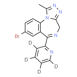 ChemSpider 2D Image | 8-Bromo-1-methyl-6-[(~2~H_4_)-2-pyridinyl]-4H-[1,2,4]triazolo[4,3-a][1,4]benzodiazepine | C16H8D4BrN5