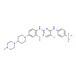 ChemSpider 2D Image | 5-Chloro-N~4~-[4-(dimethylphosphoryl)phenyl]-N~2~-{2-methoxy-4-[4-(4-methyl-1-piperazinyl)-1-piperidinyl]phenyl}-2,4-pyrimidinediamine | C29H39ClN7O2P