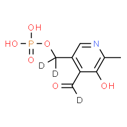 ChemSpider 2D Image | [4-(~2~H)Formyl-5-hydroxy-6-methyl-3-pyridinyl](~2~H_2_)methyl dihydrogen phosphate | C8H7D3NO6P