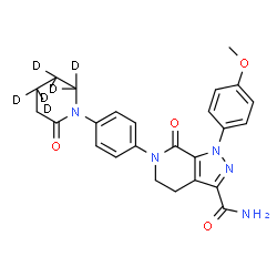 ChemSpider 2D Image | 1-(4-Methoxyphenyl)-7-oxo-6-{4-[2-oxo(4,4,5,5,6,6-~2~H_6_)-1-piperidinyl]phenyl}-4,5,6,7-tetrahydro-1H-pyrazolo[3,4-c]pyridine-3-carboxamide | C25H19D6N5O4