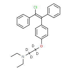ChemSpider 2D Image | 2-{4-[(E)-2-Chloro-1,2-diphenylvinyl]phenoxy}-N,N-diethyl(~2~H_4_)ethanamine | C26H24D4ClNO
