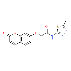ChemSpider 2D Image | 2-[(4-Methyl-2-oxo-2H-chromen-7-yl)oxy]-N-(5-methyl-1,3,4-thiadiazol-2-yl)acetamide | C15H13N3O4S