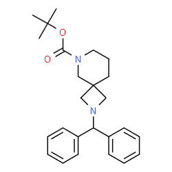 ChemSpider 2D Image | 2-Methyl-2-propanyl 2-(diphenylmethyl)-2,6-diazaspiro[3.5]nonane-6-carboxylate | C25H32N2O2