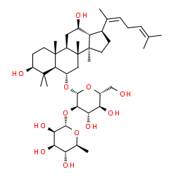 ChemSpider 2D Image | (3beta,6alpha,12beta,20Z)-3,12-Dihydroxydammara-20(22),24-dien-6-yl 2-O-(6-deoxy-alpha-L-mannopyranosyl)-beta-D-glucopyranoside | C42H70O12