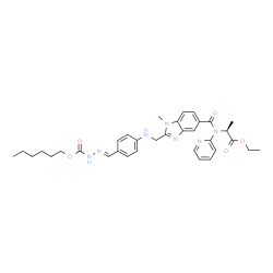 ChemSpider 2D Image | Ethyl N-({2-[({4-[(E)-{[(hexyloxy)carbonyl]hydrazono}methyl]phenyl}amino)methyl]-1-methyl-1H-benzimidazol-5-yl}carbonyl)-N-2-pyridinyl-L-alaninate | C34H41N7O5