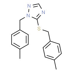 ChemSpider 2D Image | 1-(4-Methylbenzyl)-5-[(4-methylbenzyl)sulfanyl]-1H-1,2,4-triazole | C18H19N3S