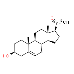 ChemSpider 2D Image | (3beta)-3-Hydroxy(20,21-~13~C_2_)pregn-5-en-20-one | C1913C2H32O2
