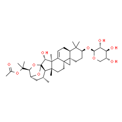 ChemSpider 2D Image | 2-[(1S,2R,3R,7R,9S,12R,14R,17R,18R,19R,21R,22S)-2-Hydroxy-3,8,8,17,19-pentamethyl-9-(beta-D-xylopyranosyloxy)-23,24-dioxaheptacyclo[19.2.1.0~1,18~.0~3,17~.0~4,14~.0~7,12~.0~12,14~]tetracos-4-en-22-yl]
-2-propanyl acetate | C37H56O10