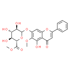 ChemSpider 2D Image | 5-Hydroxy-6-methoxy-4-oxo-2-phenyl-4H-chromen-7-yl methyl D-glucopyranosiduronate | C23H22O11