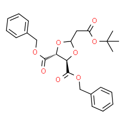 ChemSpider 2D Image | Dibenzyl (4R,5R)-2-{2-[(2-methyl-2-propanyl)oxy]-2-oxoethyl}-1,3-dioxolane-4,5-dicarboxylate | C25H28O8