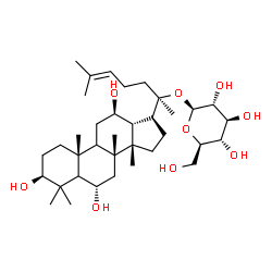ChemSpider 2D Image | (3beta,5xi,6alpha,9xi,12beta,14beta,20R)-3,6,12-Trihydroxydammar-24-en-20-yl beta-D-glucopyranoside | C36H62O9