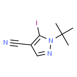 ChemSpider 2D Image | 5-Iodo-1-(2-methyl-2-propanyl)-1H-pyrazole-4-carbonitrile | C8H10IN3