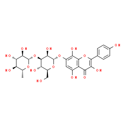 ChemSpider 2D Image | 3,5,8-Trihydroxy-2-(4-hydroxyphenyl)-4-oxo-4H-chromen-7-yl 3-O-(6-deoxy-beta-D-glucopyranosyl)-alpha-L-mannopyranoside | C27H30O16