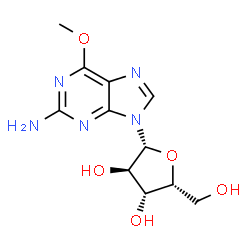 ChemSpider 2D Image | 6-Methoxy-9-(beta-D-xylofuranosyl)-9H-purin-2-amine | C11H15N5O5