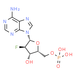 ChemSpider 2D Image | 9-(2-Deoxy-2-fluoro-5-O-phosphono-beta-D-xylofuranosyl)-9H-purin-6-amine | C10H13FN5O6P