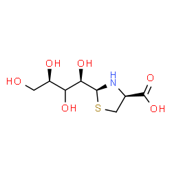 ChemSpider 2D Image | (2S,4S)-2-[(1R,3R)-1,2,3,4-Tetrahydroxybutyl]-1,3-thiazolidine-4-carboxylic acid | C8H15NO6S