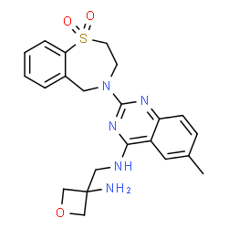ChemSpider 2D Image | N-[(3-Amino-3-oxetanyl)methyl]-2-(1,1-dioxido-2,3-dihydro-1,4-benzothiazepin-4(5H)-yl)-6-methyl-4-quinazolinamine | C22H25N5O3S