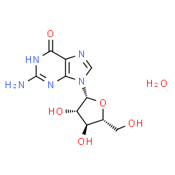 ChemSpider 2D Image | 2-Amino-9-(beta-D-arabinofuranosyl)-1,9-dihydro-6H-purin-6-one hydrate (1:1) | C10H15N5O6