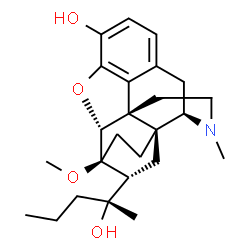 ChemSpider 2D Image | (5alpha,14beta,18R)-18-[(2R)-2-Hydroxy-2-pentanyl]-6-methoxy-17-methyl-18,19-dihydro-4,5-epoxy-6,14-ethenomorphinan-3-ol | C25H35NO4