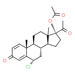ChemSpider 2D Image | (6alpha,13xi)-6-Chloro-3,20-dioxopregna-1,4-dien-17-yl acetate | C23H29ClO4