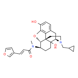 ChemSpider 2D Image | (2E)-N-[(5alpha,6beta)-17-(Cyclopropylmethyl)-3,14-dihydroxy-4,5-epoxymorphinan-6-yl]-3-(3-furyl)-N-methylacrylamide | C28H32N2O5