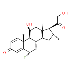 ChemSpider 2D Image | (6alpha,11beta,13xi,16alpha)-6-Fluoro-11,21-dihydroxy-16-methylpregna-1,4-diene-3,20-dione | C22H29FO4