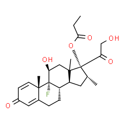 ChemSpider 2D Image | (11beta,13xi,16alpha)-9-Fluoro-11,21-dihydroxy-16-methyl-3,20-dioxopregna-1,4-dien-17-yl propionate | C25H33FO6