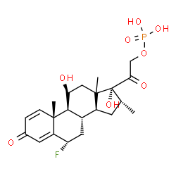 ChemSpider 2D Image | (6alpha,11beta,13xi,16alpha)-6-Fluoro-11,17-dihydroxy-16-methyl-3,20-dioxopregna-1,4-dien-21-yl dihydrogen phosphate | C22H30FO8P