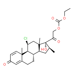 ChemSpider 2D Image | (10xi,11beta,13xi,16beta)-11-Chloro-17-hydroxy-16-methyl-3,20-dioxopregna-1,4-dien-21-yl ethyl carbonate | C25H33ClO6