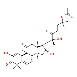 ChemSpider 2D Image | (4R,13xi,16alpha,23E)-2,16,20-Trihydroxy-9,10,14-trimethyl-1,11,22-trioxo-4,9-cyclo-9,10-secocholesta-2,5,23-trien-25-yl acetate | C32H44O8