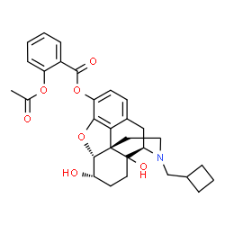 ChemSpider 2D Image | (5alpha,6alpha)-17-(Cyclobutylmethyl)-6,14-dihydroxy-4,5-epoxymorphinan-3-yl 2-acetoxybenzoate | C30H33NO7