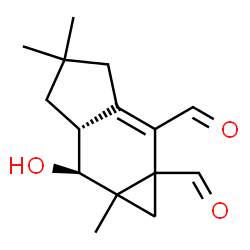 ChemSpider 2D Image | (5aR,6S)-6-Hydroxy-4,4,6a-trimethyl-3,4,5,5a,6,6a-hexahydrocyclopropa[f]indene-1a,2(1H)-dicarbaldehyde | C15H20O3