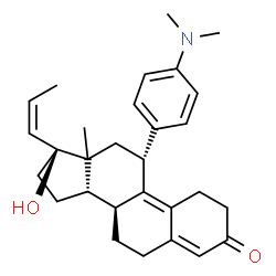 ChemSpider 2D Image | (8S,11R,14S,17S)-11-[4-(Dimethylamino)phenyl]-17-hydroxy-13-methyl-17-[(1Z)-1-propen-1-yl]-1,2,6,7,8,11,12,13,14,15,16,17-dodecahydro-3H-cyclopenta[a]phenanthren-3-one (non-preferred name) | C29H37NO2