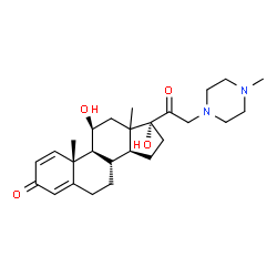 ChemSpider 2D Image | (11beta,13xi)-11,17-Dihydroxy-21-(4-methyl-1-piperazinyl)pregna-1,4-diene-3,20-dione | C26H38N2O4