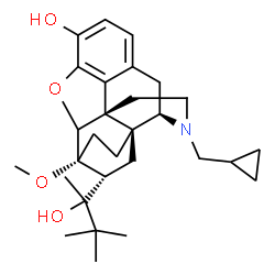 ChemSpider 2D Image | (6beta,14beta,18R)-17-(Cyclopropylmethyl)-18-(2-hydroxy-3,3-dimethyl-2-butanyl)-6-methoxy-18,19-dihydro-4,5-epoxy-6,14-ethenomorphinan-3-ol | C29H41NO4