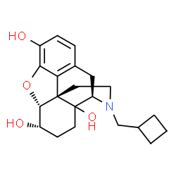 ChemSpider 2D Image | (5alpha,6alpha)-17-(Cyclobutylmethyl)-4,5-epoxymorphinan-3,6,14-triol | C21H27NO4