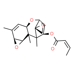 ChemSpider 2D Image | (3R,5S,8R,10R,12R,13S)-1,2,6-Trimethylspiro[4,9-dioxatetracyclo[8.2.1.0~2,8~.0~3,5~]tridec-6-ene-13,2'-oxiran]-12-yl (2Z)-2-butenoate | C19H24O5