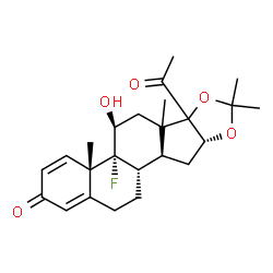ChemSpider 2D Image | (4aS,4bR,5S,9aR,10aS,10bS)-6b-Acetyl-4b-fluoro-5-hydroxy-4a,6a,8,8-tetramethyl-4a,4b,5,6,6a,6b,9a,10,10a,10b,11,12-dodecahydro-2H-naphtho[2',1':4,5]indeno[1,2-d][1,3]dioxol-2-one | C24H31FO5