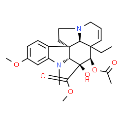 ChemSpider 2D Image | Methyl (2beta,3beta,4beta,5xi,19alpha)-4-acetoxy-3-hydroxy-16-methoxy-1-methyl-6,7-didehydroaspidospermidine-3-carboxylate | C25H32N2O6