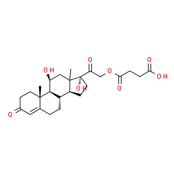 ChemSpider 2D Image | 4-{[(11beta,13xi)-11,17-Dihydroxy-3,20-dioxopregn-4-en-21-yl]oxy}-4-oxobutanoic acid | C25H34O8