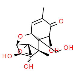 ChemSpider 2D Image | (3alpha,4beta,5alpha,6xi,7alpha,12R)-3,4,7,15-Tetrahydroxy-12,13-epoxytrichothec-9-en-8-one | C15H20O7