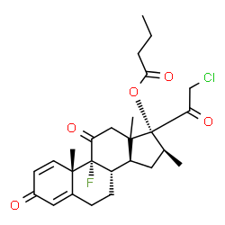 ChemSpider 2D Image | (13xi,16beta)-21-Chloro-9-fluoro-16-methyl-3,11,20-trioxopregna-1,4-dien-17-yl butyrate | C26H32ClFO5