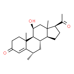 ChemSpider 2D Image | (6alpha,10xi,11beta,13xi)-11-Hydroxy-6-methylpregn-4-ene-3,20-dione | C22H32O3