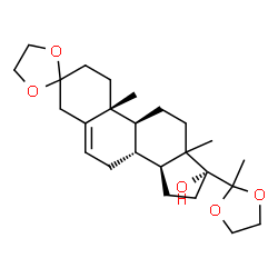 ChemSpider 2D Image | (8R,9S,10R,14S,17R)-10,13-Dimethyl-17-(2-methyl-1,3-dioxolan-2-yl)-1,2,4,7,8,9,10,11,12,13,14,15,16,17-tetradecahydrospiro[cyclopenta[a]phenanthrene-3,2'-[1,3]dioxolan]-17-ol | C25H38O5