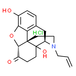 ChemSpider 2D Image | (5alpha)-17-Allyl-3,14-dihydroxy-4,5-epoxymorphinan-6-one hydrochloride (1:1) | C19H22ClNO4