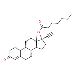ChemSpider 2D Image | (13xi,17alpha)-3-Oxo-19-norpregn-4-en-20-yn-17-yl heptanoate | C27H38O3