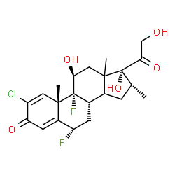 ChemSpider 2D Image | (6alpha,11beta,13xi,14xi,16alpha)-2-Chloro-6,9-difluoro-11,17,21-trihydroxy-16-methylpregna-1,4-diene-3,20-dione | C22H27ClF2O5