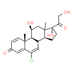 ChemSpider 2D Image | (11beta,13xi)-6-Chloro-11,17,21-trihydroxypregna-1,4,6-triene-3,20-dione | C21H25ClO5