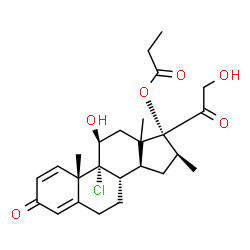 ChemSpider 2D Image | (11beta,13xi,16beta)-9-Chloro-11,21-dihydroxy-16-methyl-3,20-dioxopregna-1,4-dien-17-yl propionate | C25H33ClO6